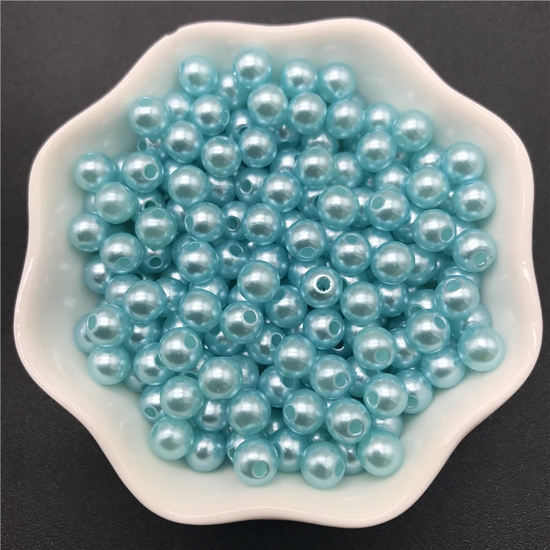 4mm 6mm 8mm 10mm Sky Blue Imitation Pearls Acrylic Beads Round Pearl Spacer Loose Beads For Jewelry Making