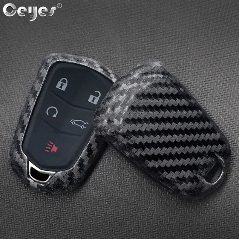 Ceyes Car Styling Auto Accessories Protective Key Cover Carbon Fiber Case For Cadillac ATS L CT6 XTS XT5 CTS SRX Vehicle Shell