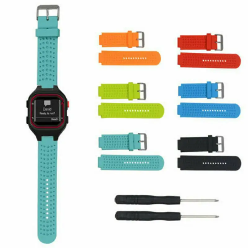 Correa de silicona para reloj Garmin Forerunner 25, repuesto de pulsera suave con herramientas para hombre