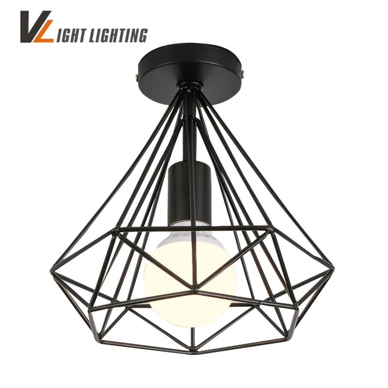 luminaria de teto moderno ponteiro preto ferro minimalista retro lampada de piramide escandinavo com lampada de led 01