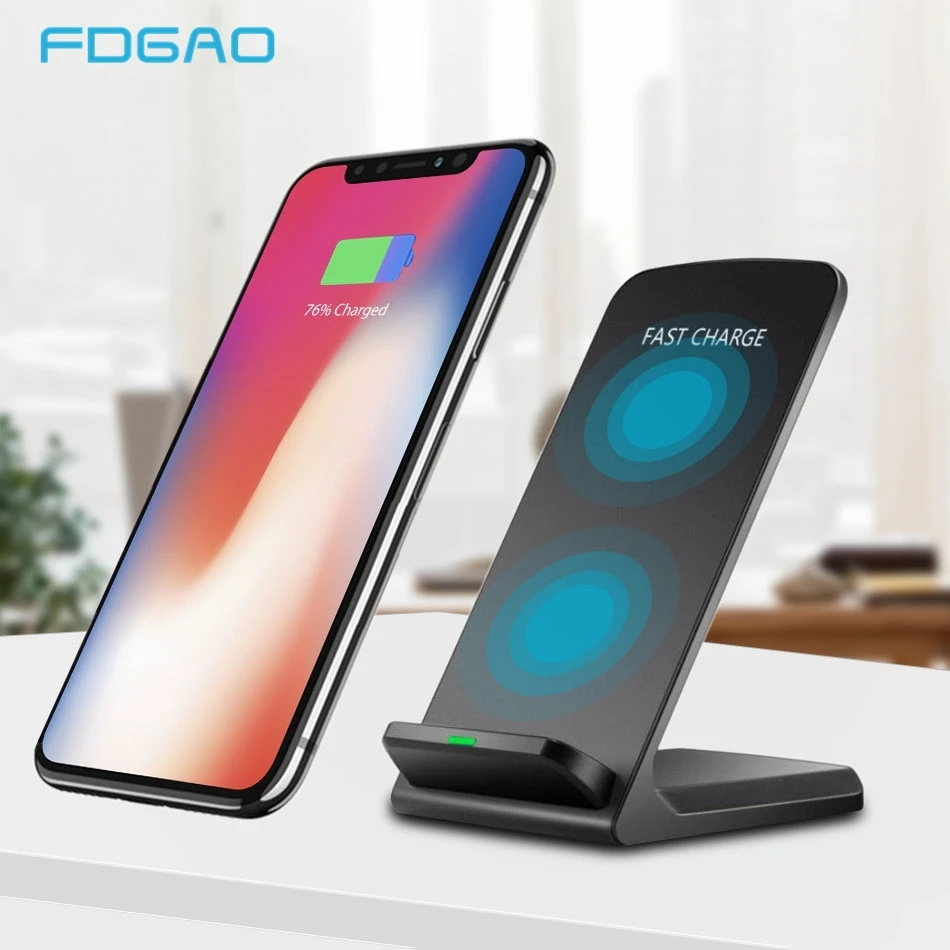 FDGAO Fast Wireless Charger For iPhone 15 14 13 12 11 Pro X XS Max XR USB Quick 10W Charging Holder Pad for Samsung S24 S23 S22