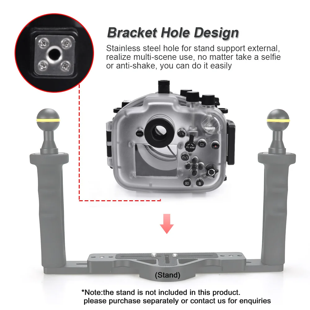 Seafrogs  40m 130ft Underwater Waterproof Housing Case For Sony A7II Support 90mm,16-35mm, 28-70mm lens with Handle