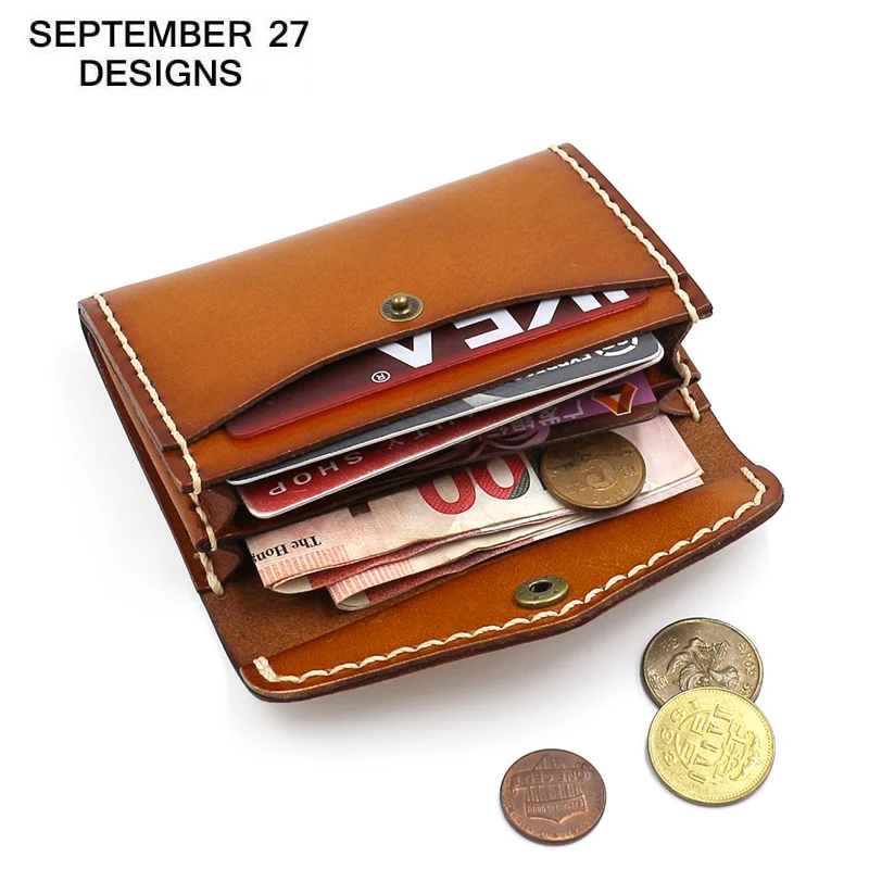 Credit/ID Card Case Genuine Leather Handmade High Quality Men Retro Small Wallet Bus/Name Card Holder Female Mini Coin Purses