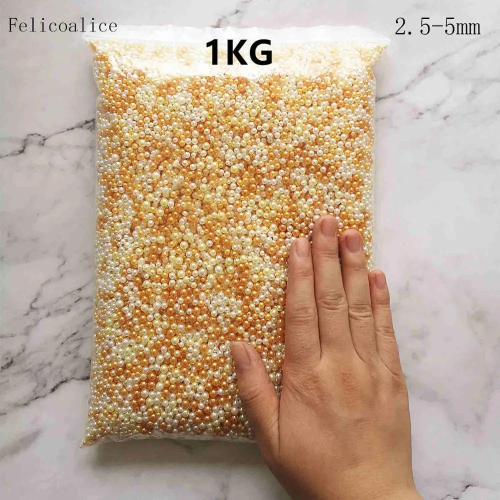 1KG 2.5-5mm DIY Slime Beads Artificial Pearl Fluffy Slime Filler Decoration Colorful Slime Charm