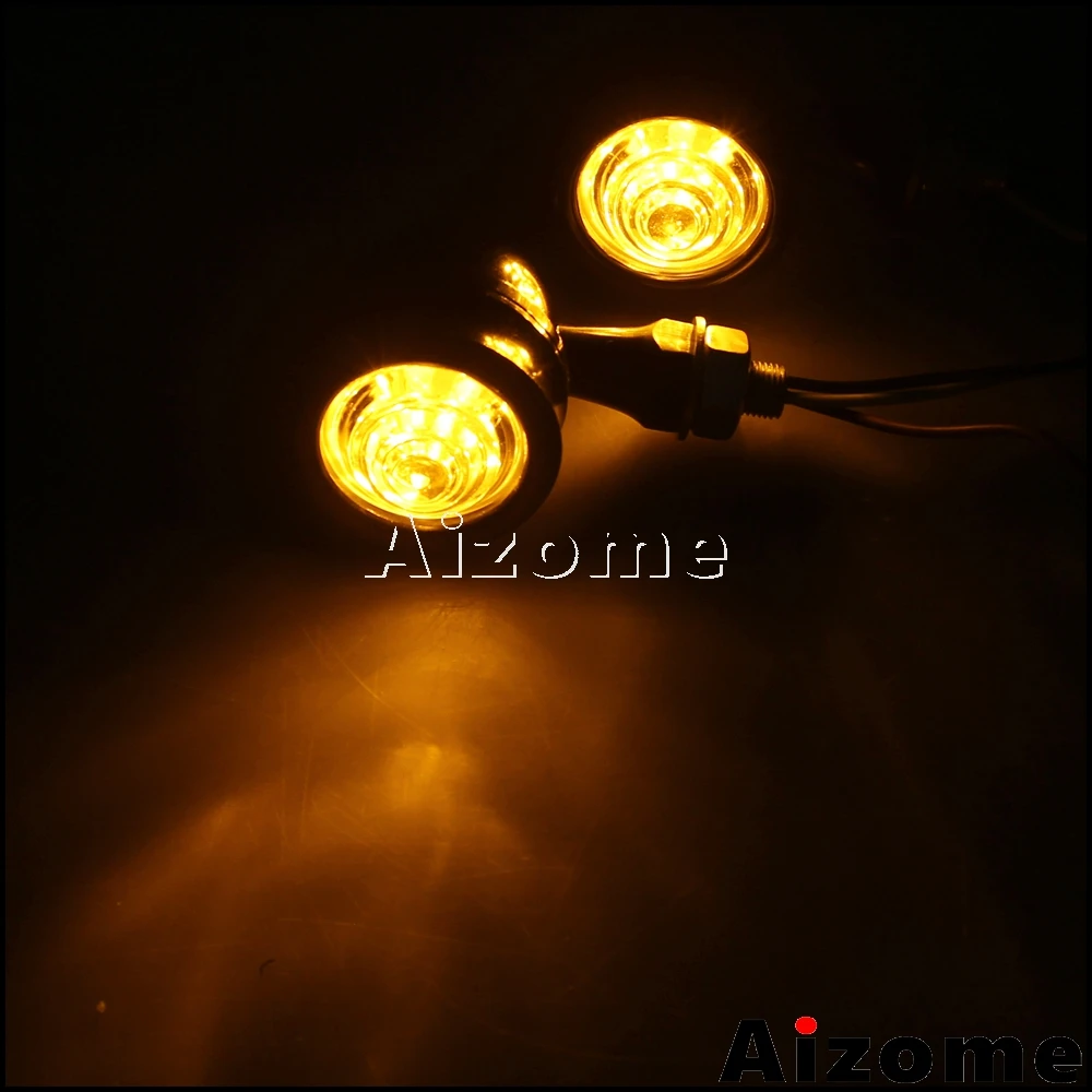 Motorcycle Solid Brass Bullet Turn Signals Amber Light Retro Turn Indicators Blinkers For Harley Honda Yamaha Suzuki