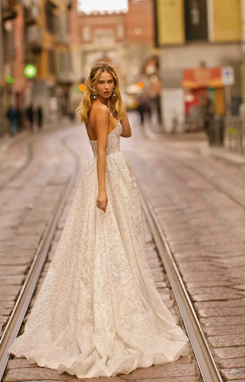 Robe De mariée avec traîne amovible | Sans bretelles, en dentelle, style Boho, robe trapèze, robe De mariée, modèle 2020