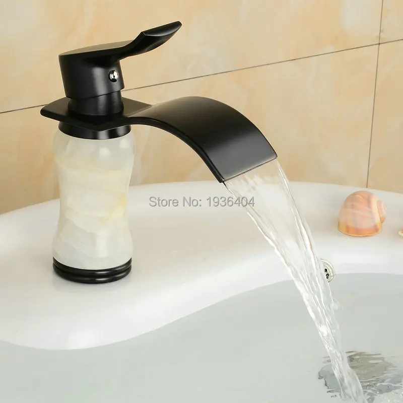 Wholesale Black Marble Stone Brass Material Basin Mixer Tapswith White Stone Bathroom Basin Faucet Deck Mounted Tap M1020