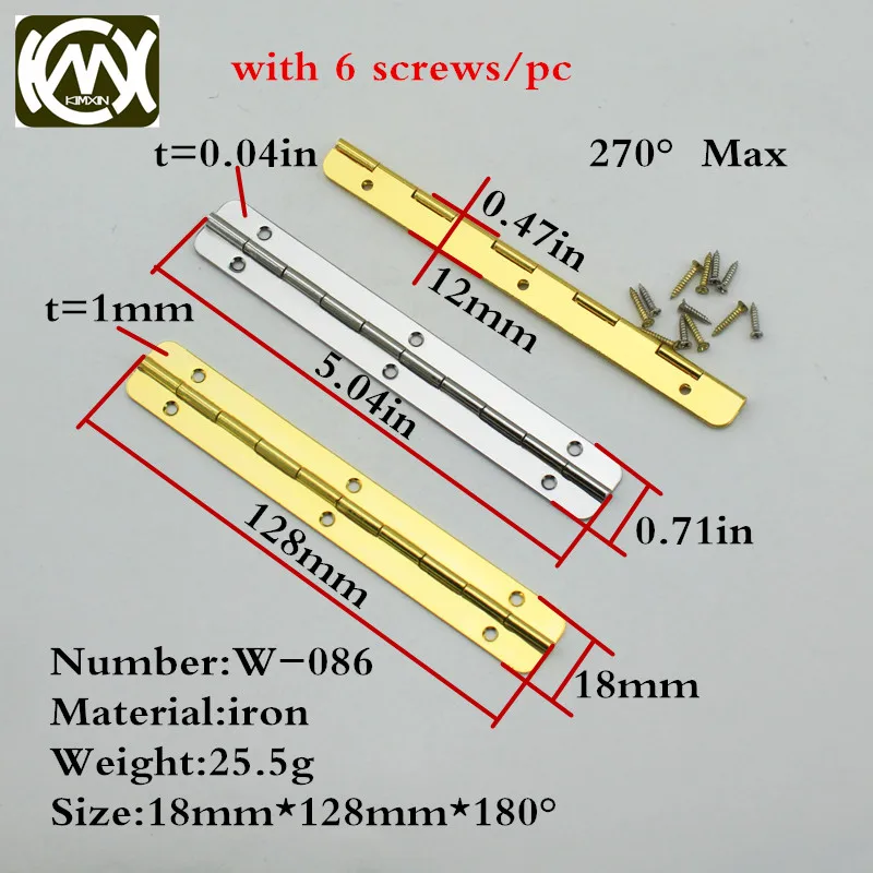 

18*128mm 10pc KIMXIN Hardware sells High-grade wooden box hinges Gift box accessories Hinge for Acrylic handbag W/screw W-086