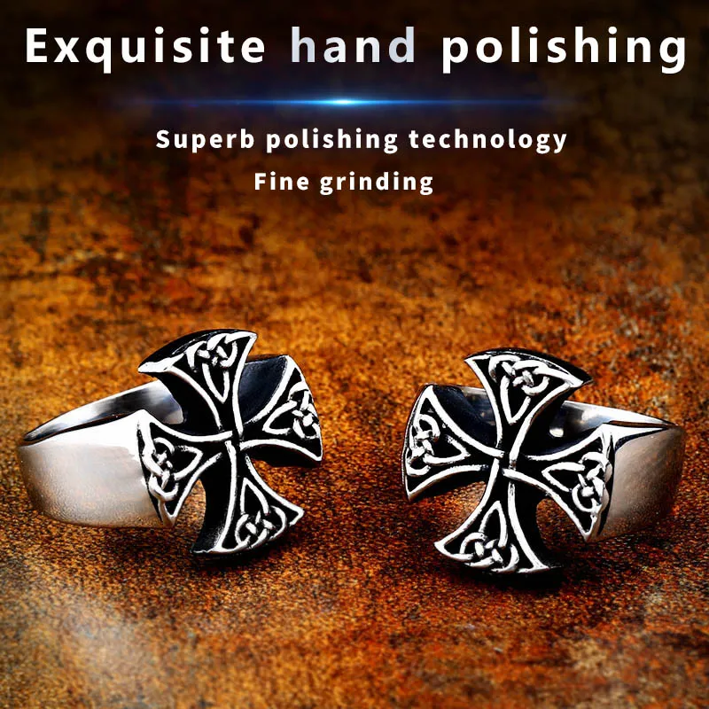 BEIER Fashion Vintage Norse Viking design Cross Ring Nordic 316l steel man finger jewelry for man new arrival dropship BR8-620