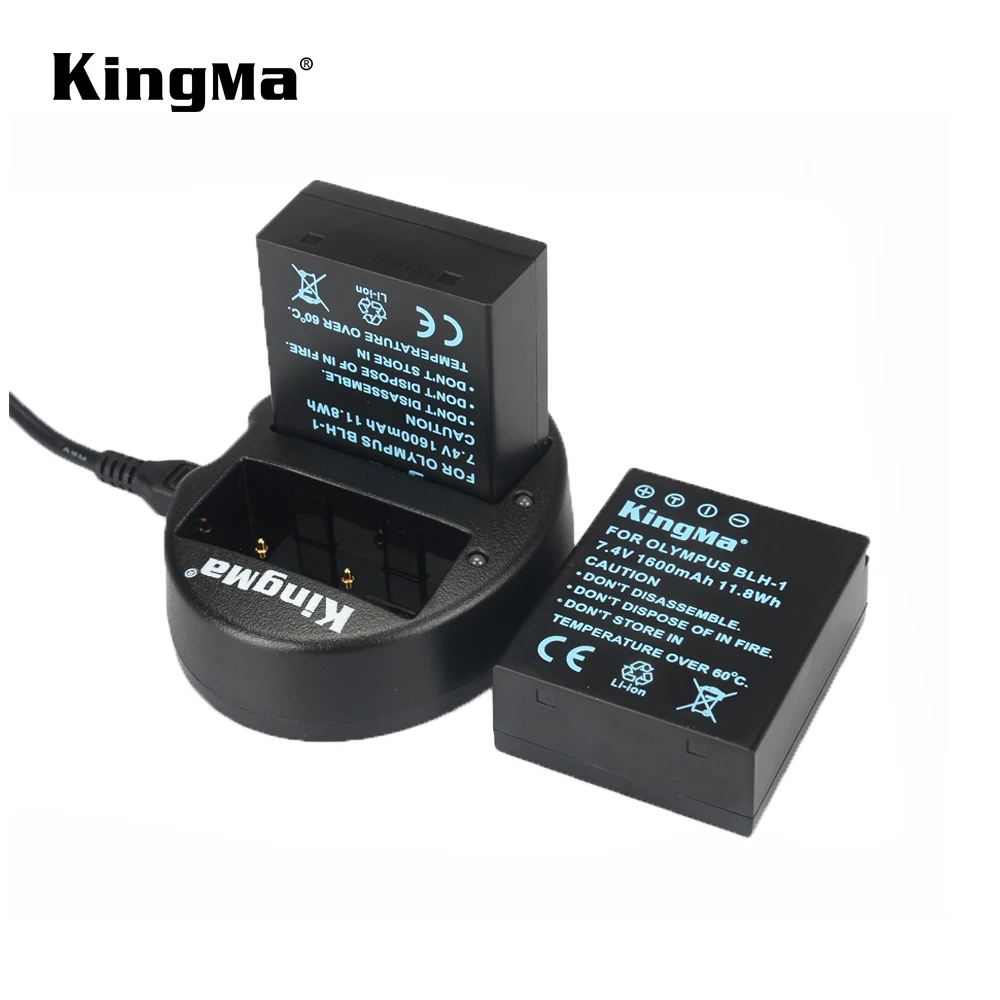 KingMa 2 sztuk 1600mAh BLH-1 BLH1 BLH 1 wymienna bateria i podwójny ładowarka Micro USB dla Olympus E-M1 Mark II kamery