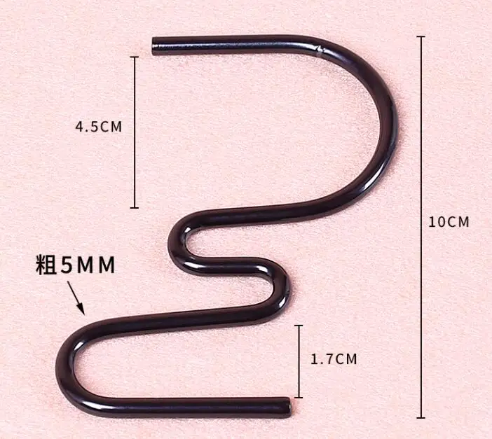 

Metal S Hook for Clothing Store, Wrought Iron Paint Hook, Bead Chain Display, Robe Hooks, Multi-purpose Racks, A412, 10 PCs/Lot