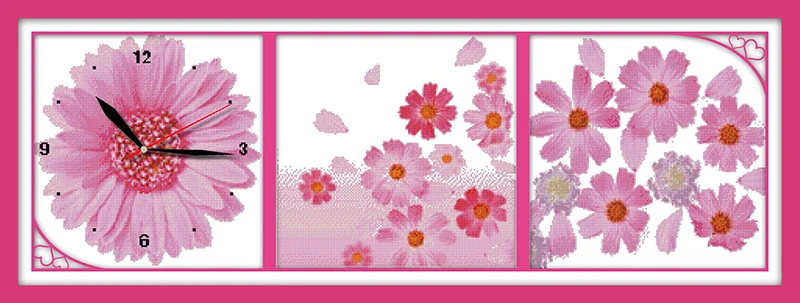 Pink ocean cross stitch kit 14ct 11ct count print canvas wall clock stitching embroidery DIY handmade needlework