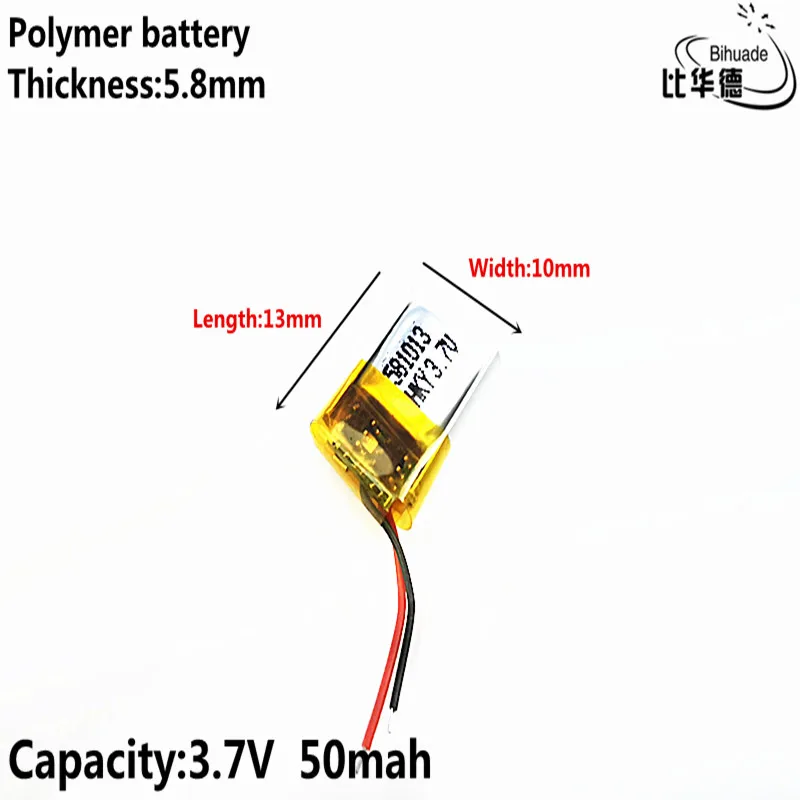 Litowa bateria energetyczna dobrej jakości 3.7V 50mAh 581013, polimerowa bateria litowo-jonowa/akumulator litowo-jonowy