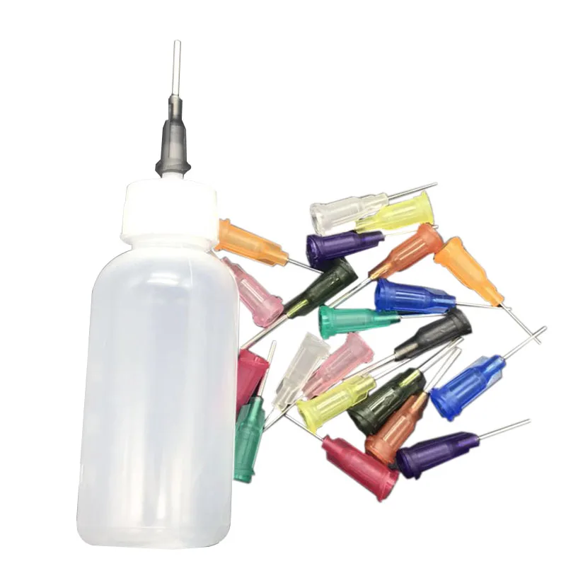 Transparent Polyethylene Needle Dispensing Dispenser Bottle for Rosin Solder Flux Paste + 11 Needles 30ml