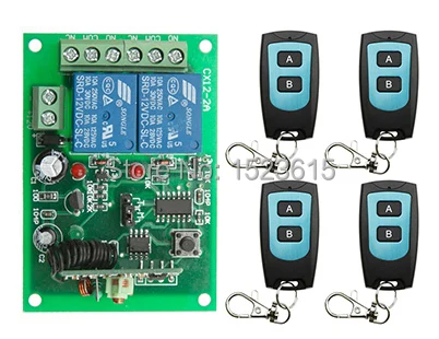 

DC 12V 2CH 10A RF Wireless Remote Control Switch System teleswitch 4 transmitter & 1 receiver relay Receiver Smart Home Switch