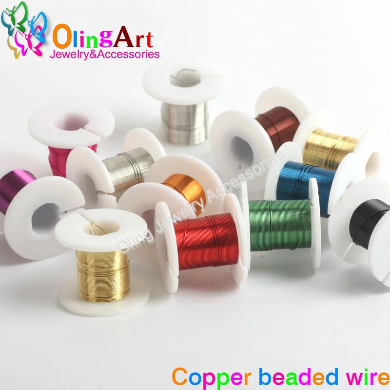 

OlingArt 0.3/0.4/0.5mm*3yd(2.74M) 1rolls/lot Copper plating 10 Colour mixed multicolor bead wire DIY jewelry accessories rope