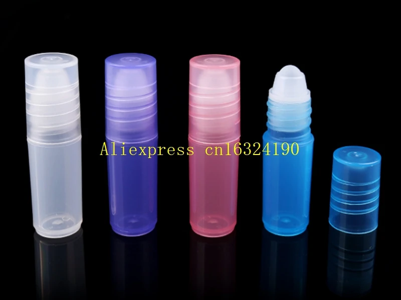 

500pcs/lot 3ML Plastic Roll On Bottle For Essential Oils In Refillable Bottles PP Perfume Package sample Vial tube