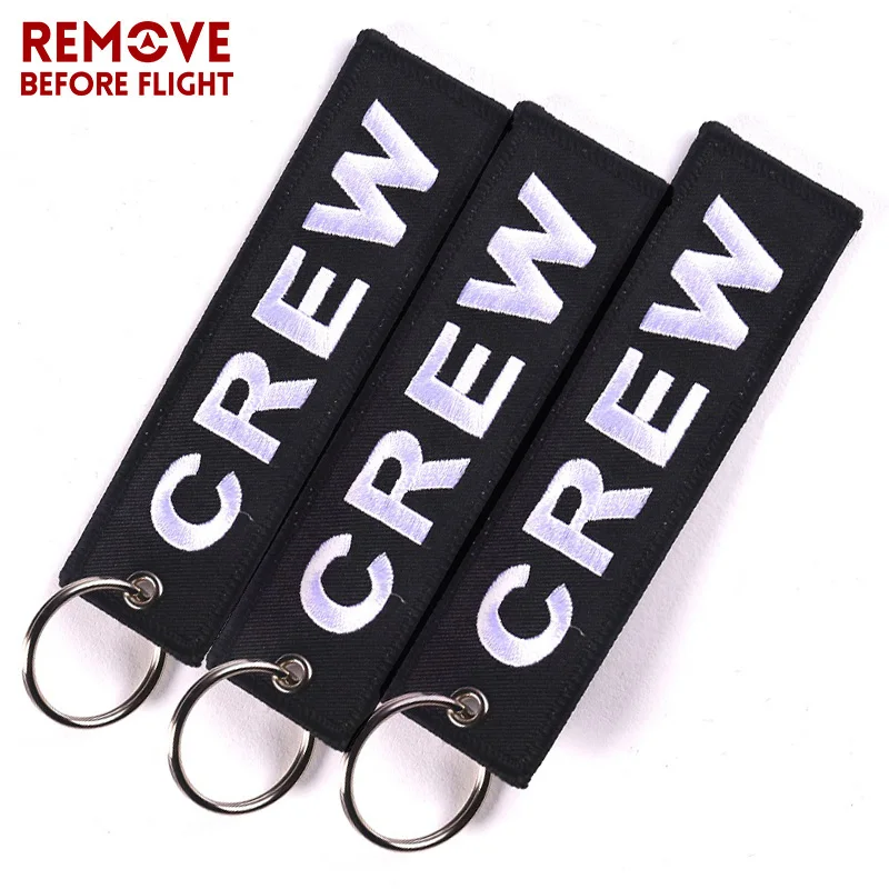 3 PCS/LOT Black Crew Keychain for Motorcycle Promotion Gifts Keychains llaveros Luggage Tag Embroidery Crew Key Chains