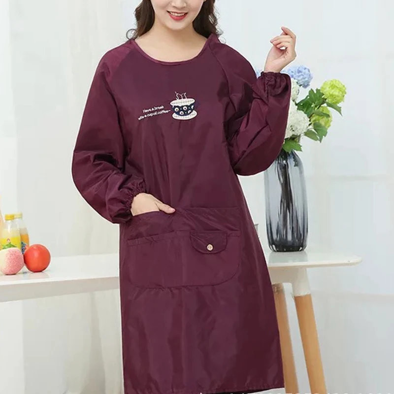 Coffee Print Waterproof work Apron Convenience Cleaning Aprons Women restaurant kitchen Baking BBQ Apron kitchen accessories