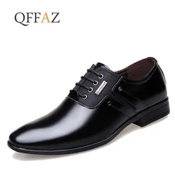 QFFAZ Big Size 38-47 Men Wedding Dress Shoes Black Brown Oxford Shoes Formal Office Business British Lace-up Men's Footwear