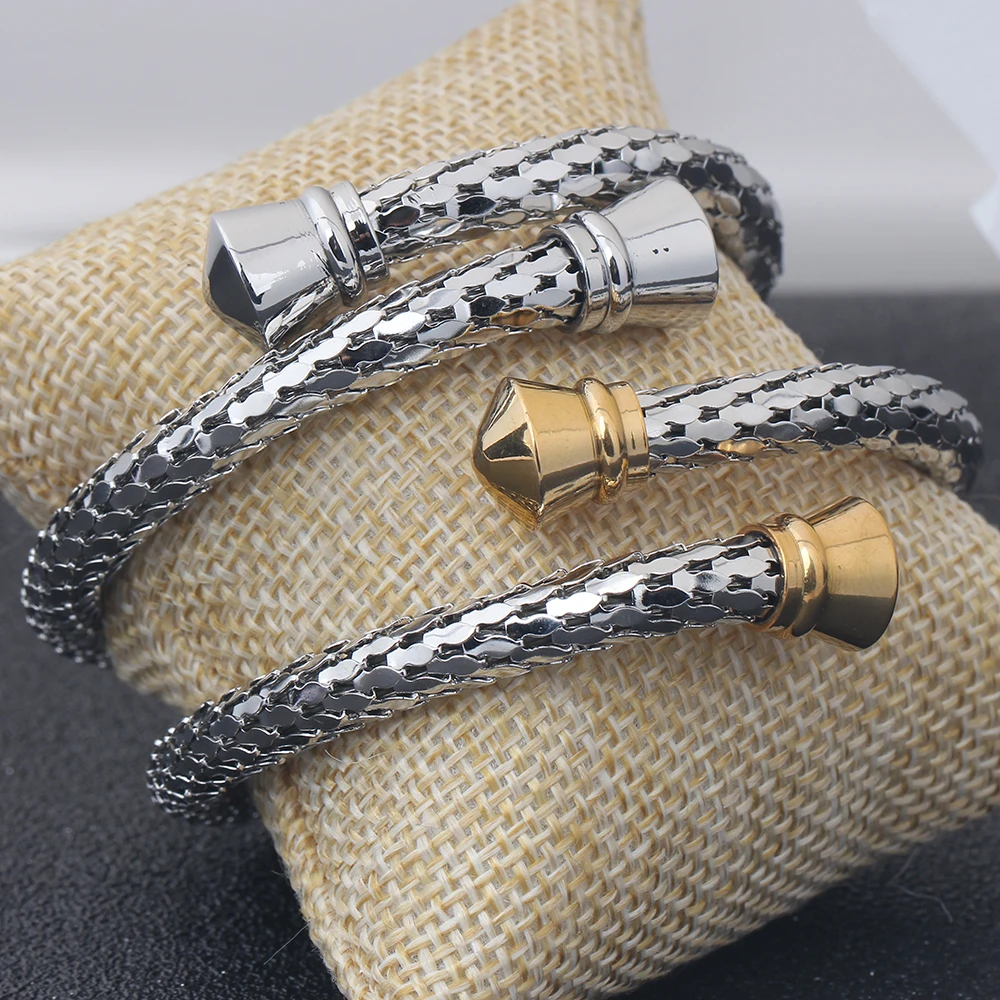 2 Colors Trendy Vintage Stainless Steel Skeleton Statement Cuff Lace Bangles & Bracelets for Women