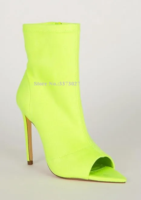 Candy Color Peep Toe Suede Ankle Sandals Boots Fashion Thin Heels Solid Ladies Short Boots Sexy Female Party Shoes