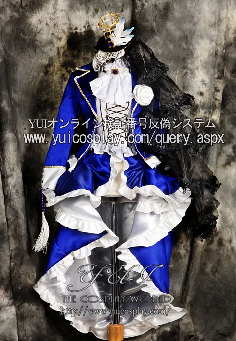 Black Butler Ciel Phantomhive Cosplay Costume blue costume with hat 11