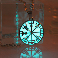 Glowing Viking Pirate compass necklace Necklace GLOW in the DARK Luminous Pendants & Necklaces women men boy girls gift