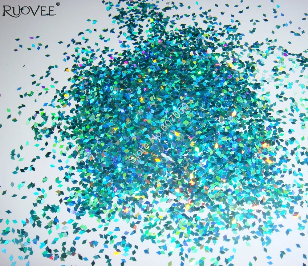 Laser Holographic Blue-Green Color 1MM Diamond rhombus Glitter Paillette Spangles Shape for DIY Nail Art Decoration