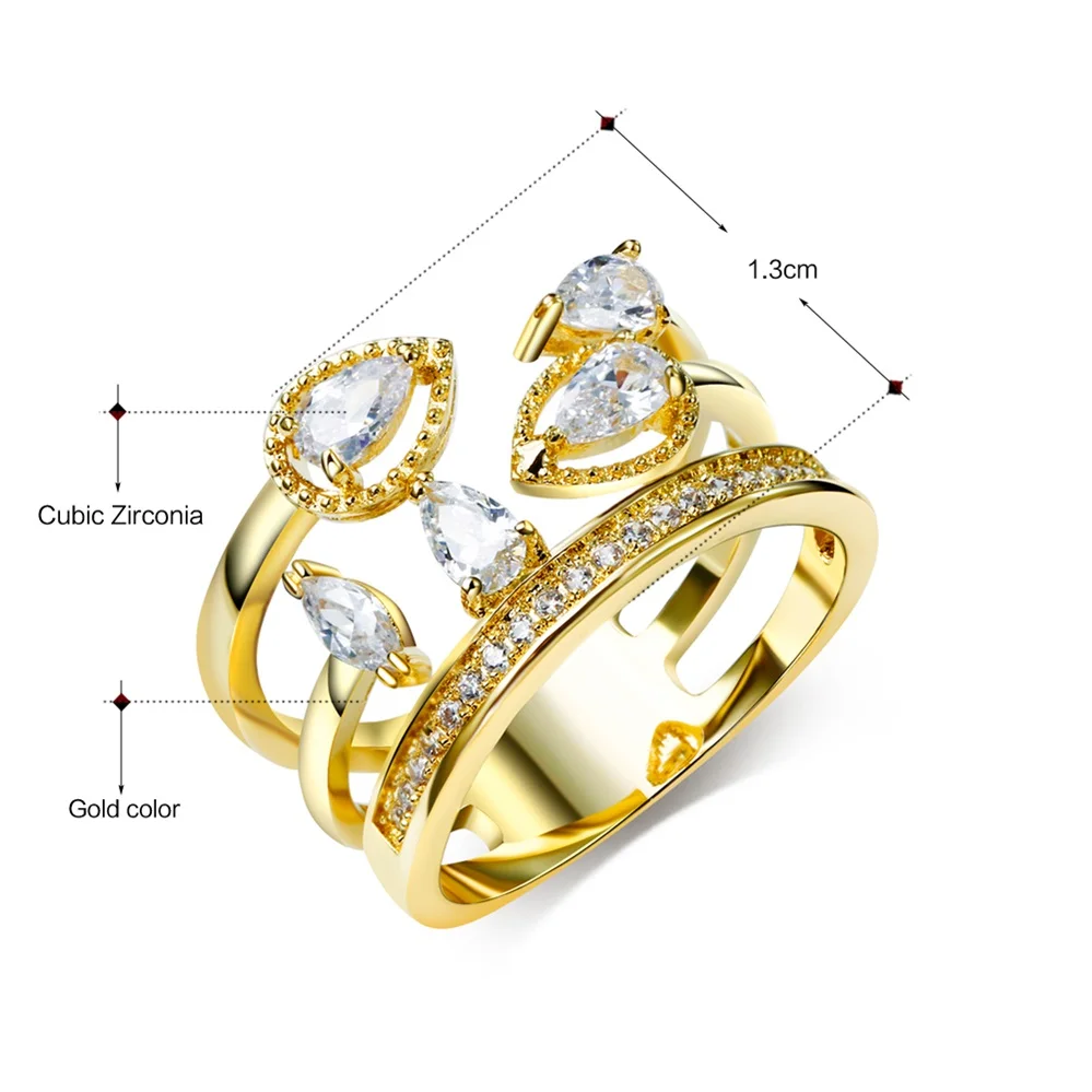 YLMyself Magical Pretty Ring, Shiny Cubic Zirconia Stones, Gold and White Color Jewelry, Trendy High-Quality Rings, Perfect Fit
