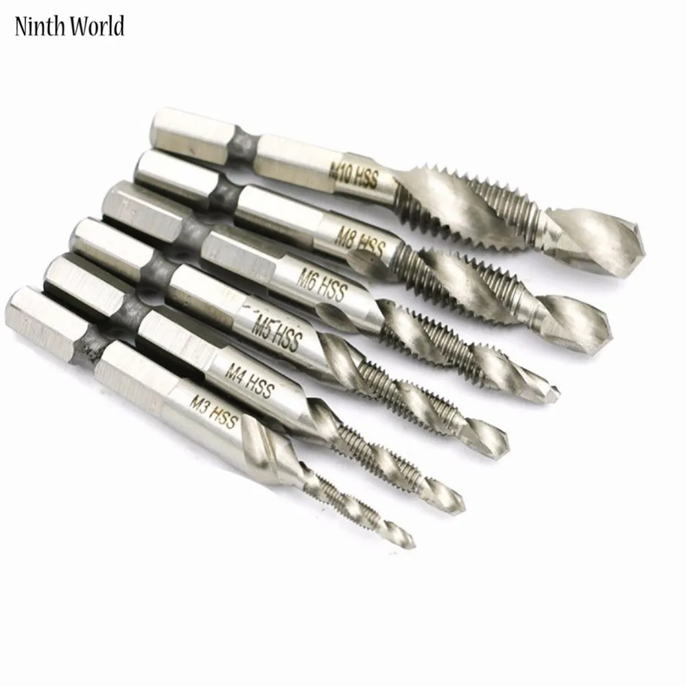 6 Stks/set M3-M10 Multifunctionele Schroef Tap Set Hoge Snelheid Staal Hex Handvat Machine Tikken Gereedschap Boormachine Accessoires