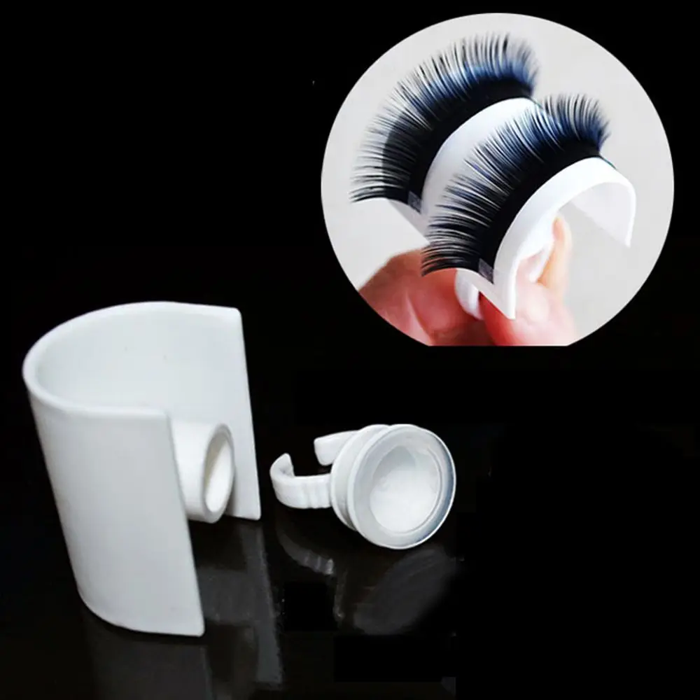 2pcs/set Eyelash Extension Glue Ring Adhesive Eyelash Pallet Holder Set Makeup Kit Tool Make up Lash Pallet+Ring