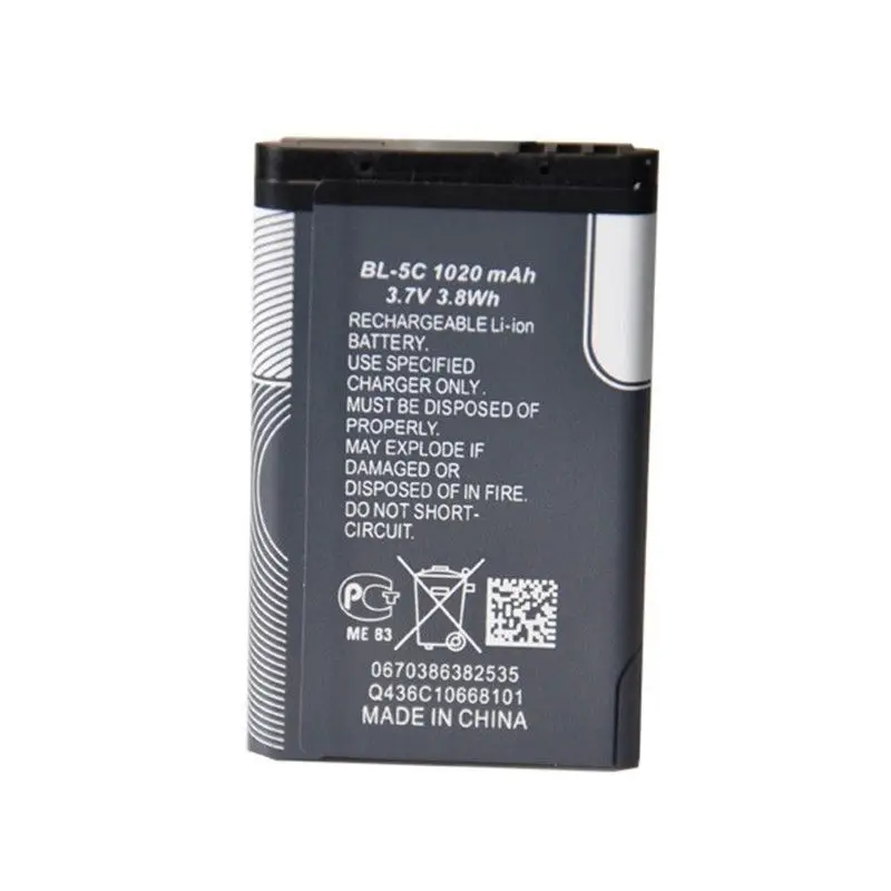 GTF 3.7V BL-5C 1020mAh Phone Battery for Nokia battery small speaker with card radio battery Li-ion Cell Batteries for 1110 1200