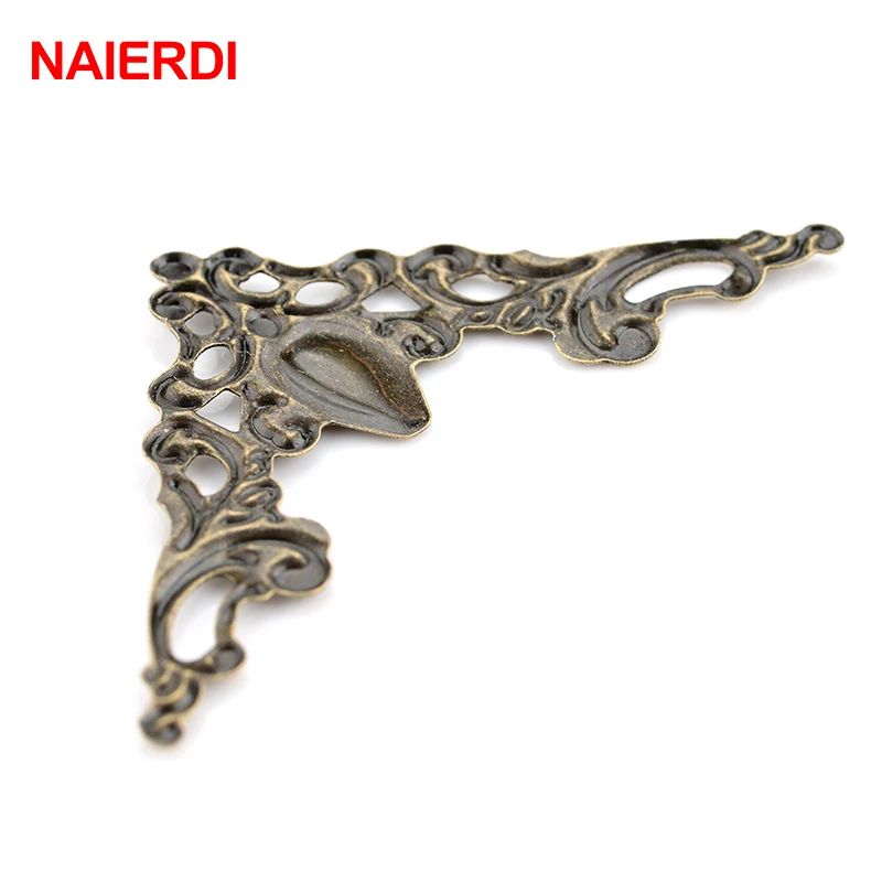 NAlERDI Metal Box Antique Corner Brackets 40mm Book Cover For Menus Pasting Decorative Protector Photo Frame Furniture Hardware