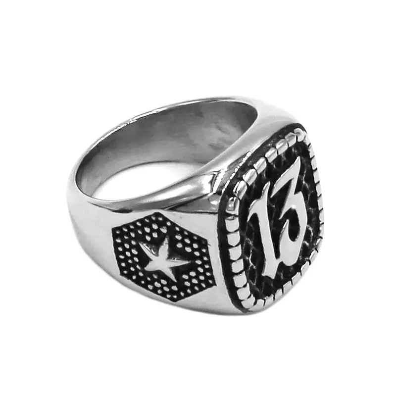 Wholesale Number 13 Ring Motor Biker Ring Stainless Steel  Punk Fashion Biker Men Ring