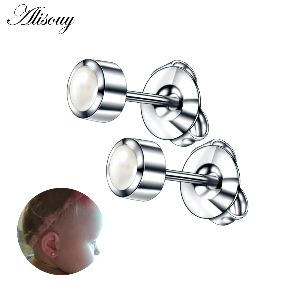 Alisouy PAIR Surgical 316L Steel Birthstone CZ Ear Stud Earrings Studs Tragus Cartilage Piercing Professional for Earring Gun