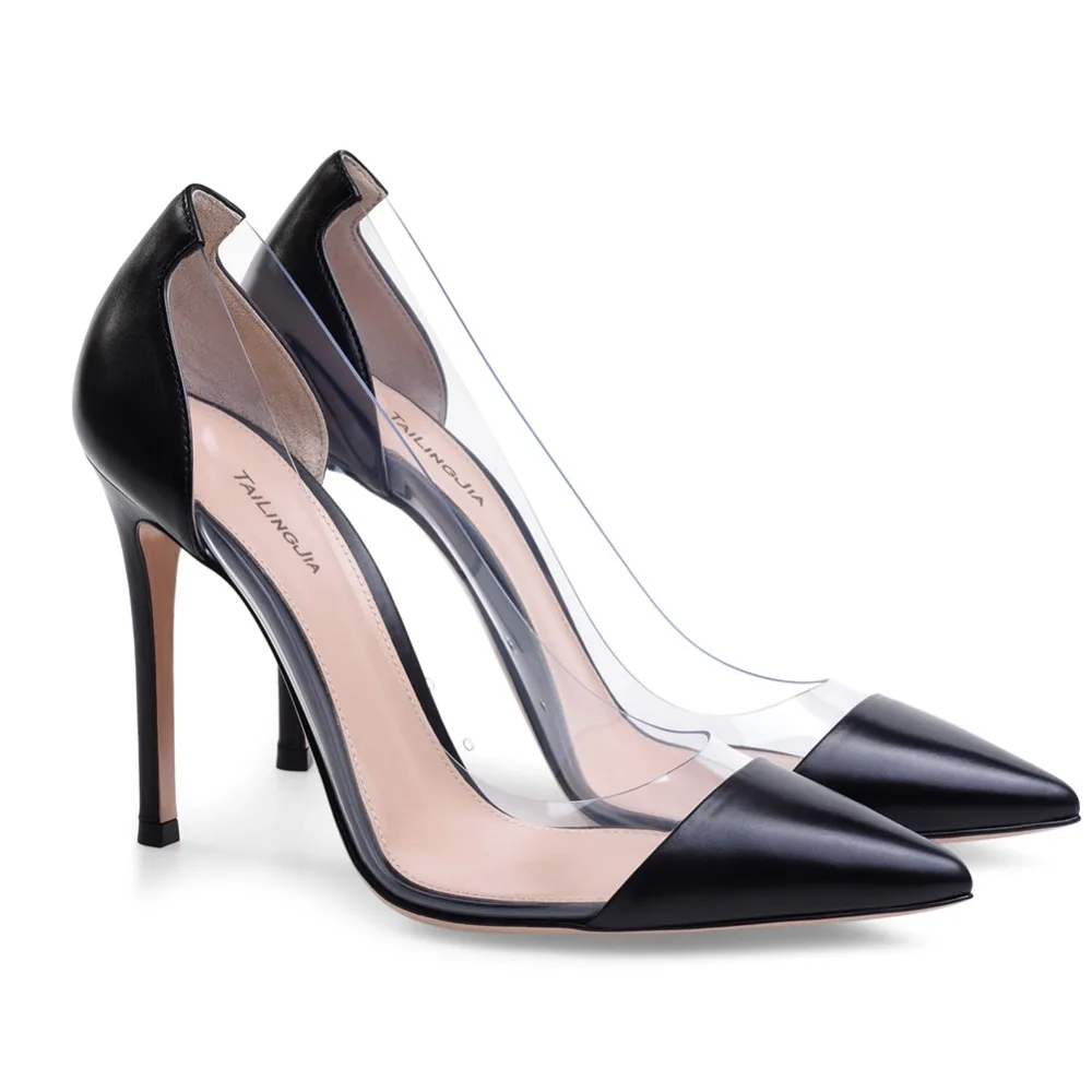 Plexi High Heel Pumps for Women Pointed Toe PVC Court Shoes Transparent Stiletto Heels Spring Summer Ladies Dress Shoes 2019