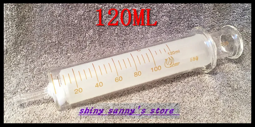 1Pcs 120ml Glass Syringe Large Diameter Injector Glass Sampler Brand New