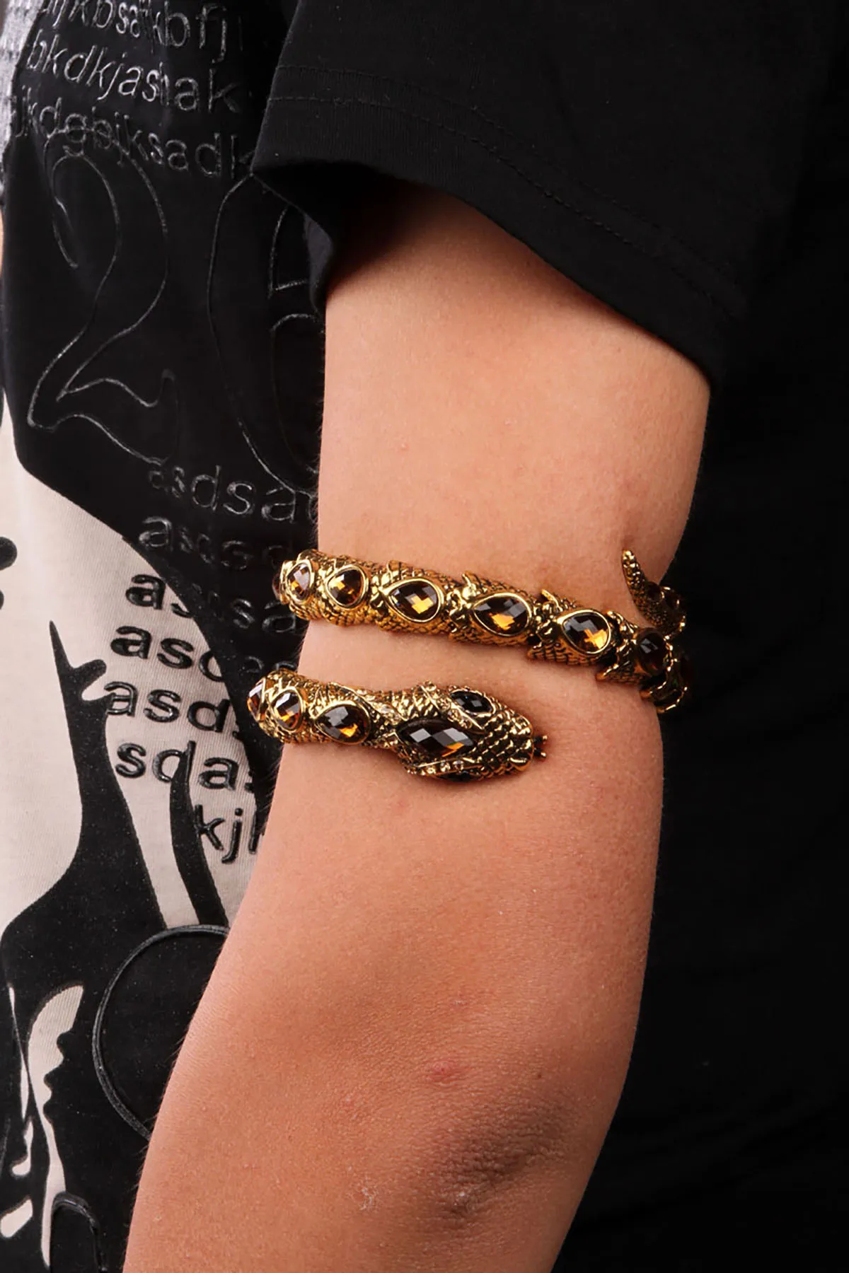 YACQ Stretch Snake Bracelet Armlet Upper Arm Cuff  Women Punk Rock Crystal Bangle Jewelry Gold Silver Color Dropshipping A32