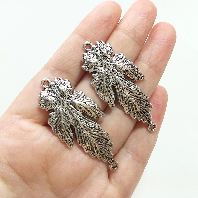 Nowy 5 sztuk 51*21MM stop cynku Retro liść klonu złącza Charms zawieszki dla naszyjnik DIY biżuteria akcesoria — zdjęcie 5