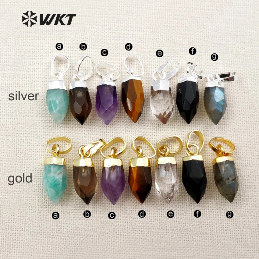 WKT WT-P1307 2018 New Design Cute Crystal Pillar Women Necklace Pendant Metal Silver Plated Elegant Female Jewelry wholesale