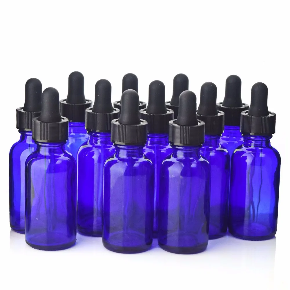 12pcs 30ml Blue Glass Pipette Bottle With Eye Dropper Dispenser for Essential Oils Aromatherapy Chemistry Lab Chemicals 1oz