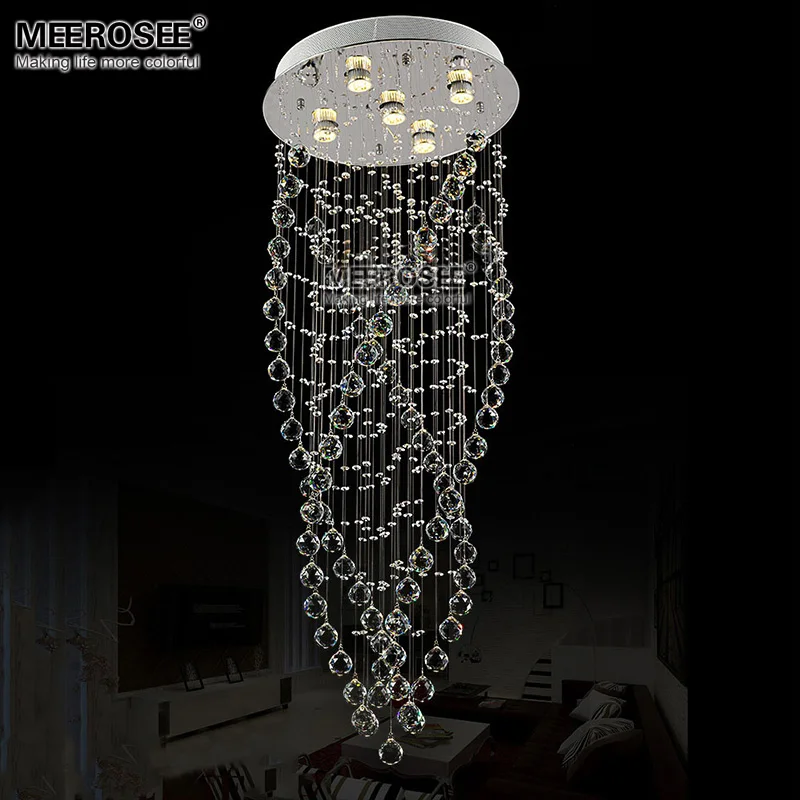 Modern Crystal Ceiling Light Round Crystal Lamp for foyer Living room Spiral Crystal Drop Lighting