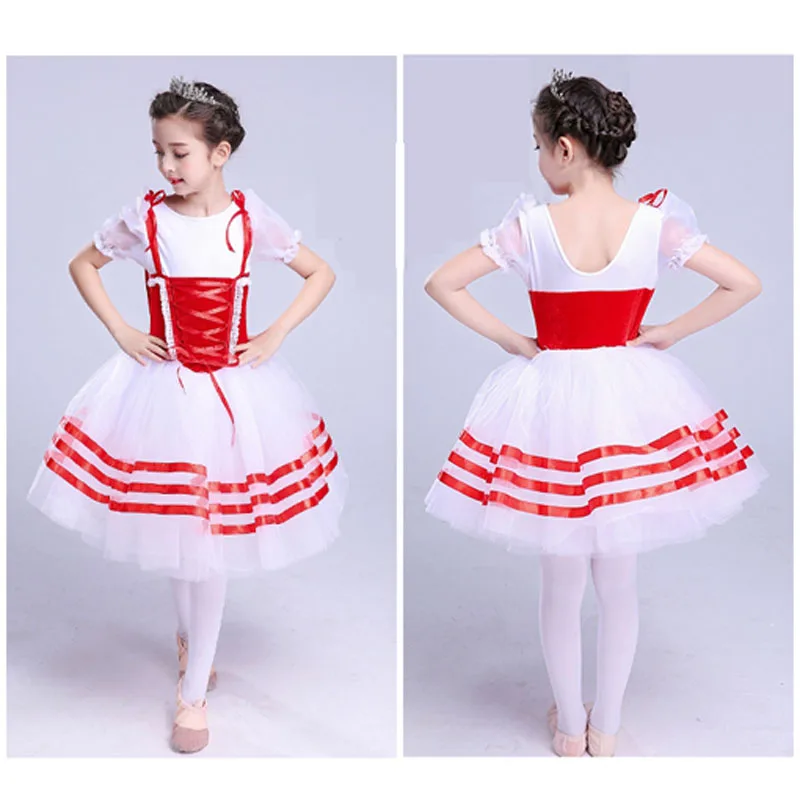 Leotardo de LICRA rojo Giselle hecho a medida para niños, vestido de baile de Ballet, ropa de baile, tutú de Ballet rural, disfraz de Jazz