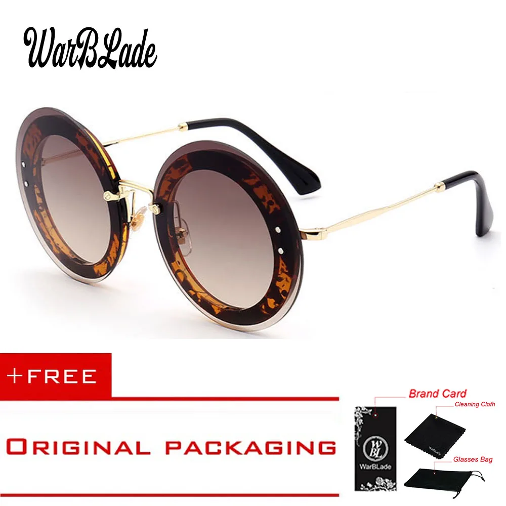 2018 Brand Designer Oversize Sunglasses Women Round Leopard gradient lens big circle clear glasses UV400 Eyewear rimless