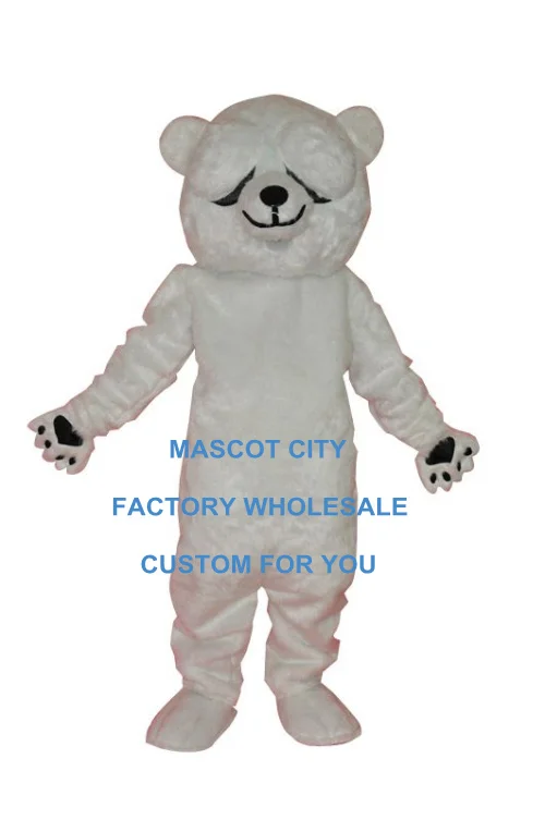 

Funny Simple and Honest White Polar Bear Mascot Costume Adult Plush Fabric Carnival Cosply Mascotte Mascota Fancy Dress SW1240