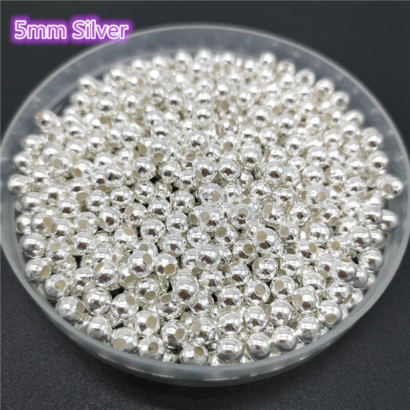 Five Sizes Silvery Iron Metal Beads Jewelry Findings Diy Beads Smooth Ball Spacer Beads For Jewelry Making Making