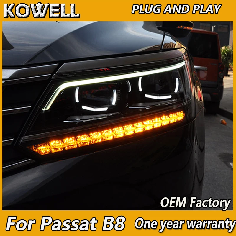 

KOWELL Car Styling for VW Passat B8 Headlights 2016-2018 America Passat CC Headlight DRL Bi Xenon Lens High Low Beam Parking