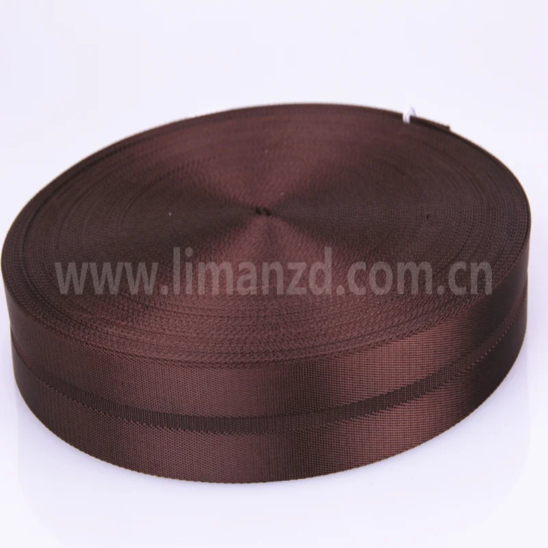 100% Nylon Webbing Strap  1.5 Inch Coffee Color Middle Striped