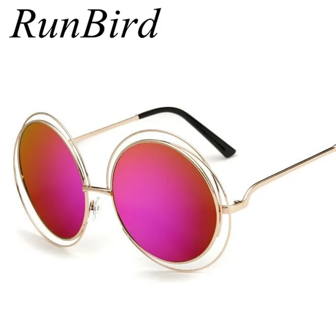 TOP Quality Big Brand Designer Women Sunglasses Metal Round Wire Frame Eyeglasses Vintage Oversize Oculos De Sol Feminino R162